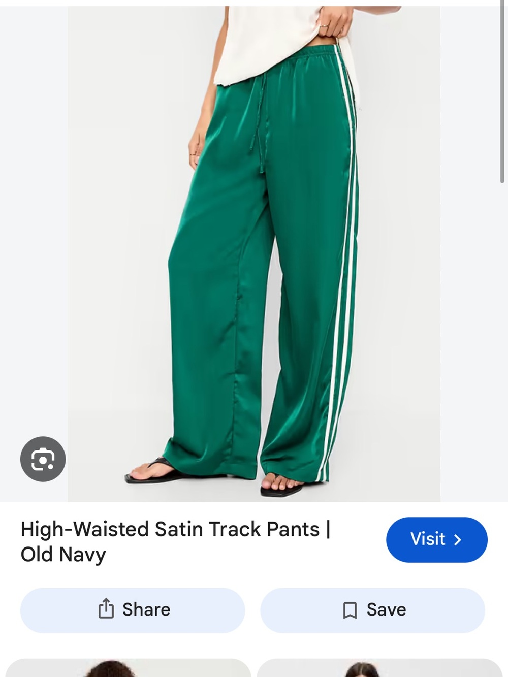 Old Navy Green Satin Joggers with White Side Stripes
